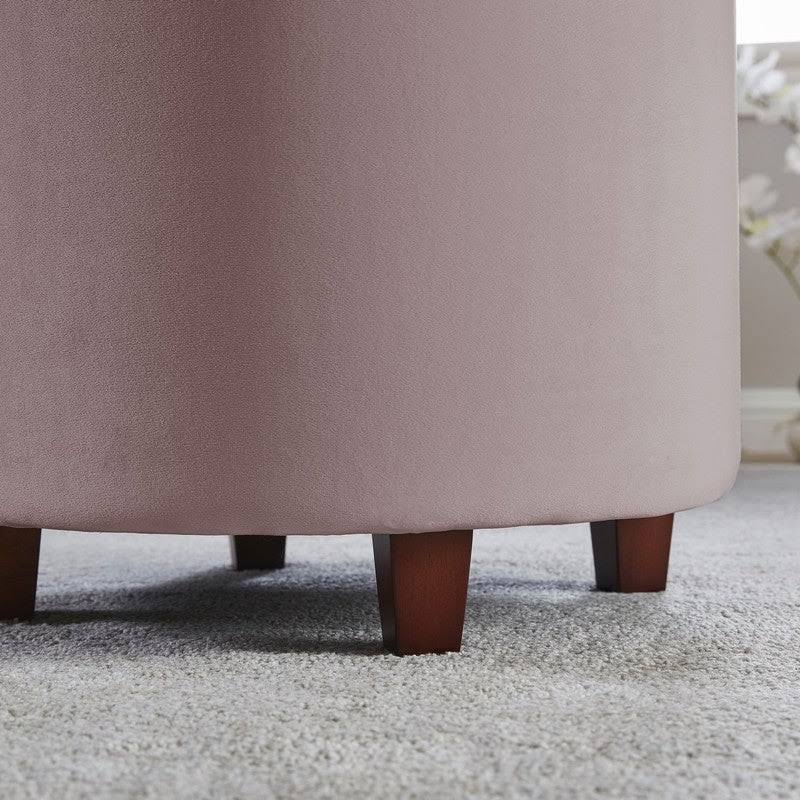 Silver Tufted Velvet Round Storage Ottoman P30694