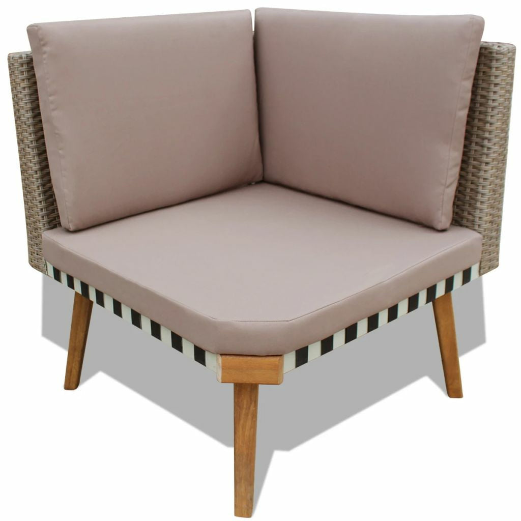 4 Piece Gray Poly Rattan Outdoor Sectional Sofa with Coffee Table and Cushions V1997