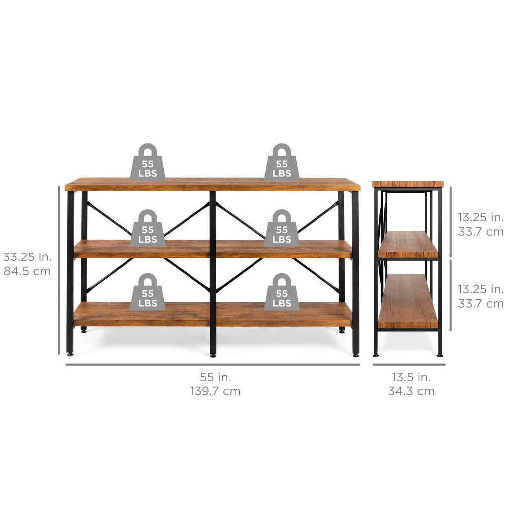 Rustic 3-Tier Console Table with Non-Scratch Feet T820271