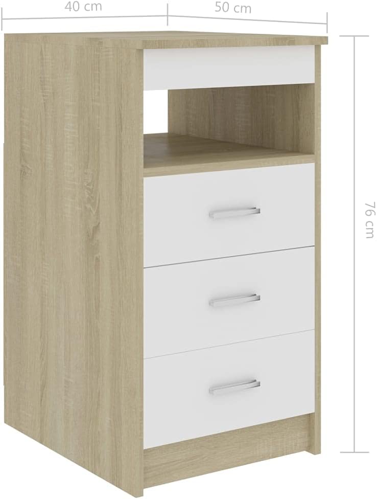 White Sonoma Oak Chipboard Drawer Cabinet G79727