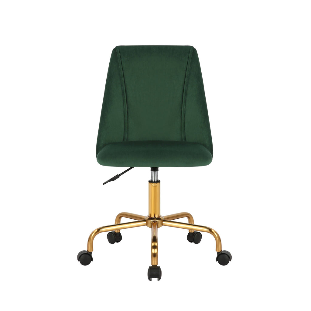 Aqua Velvet Armless Office Chair with Gold Metal Legs Z3768