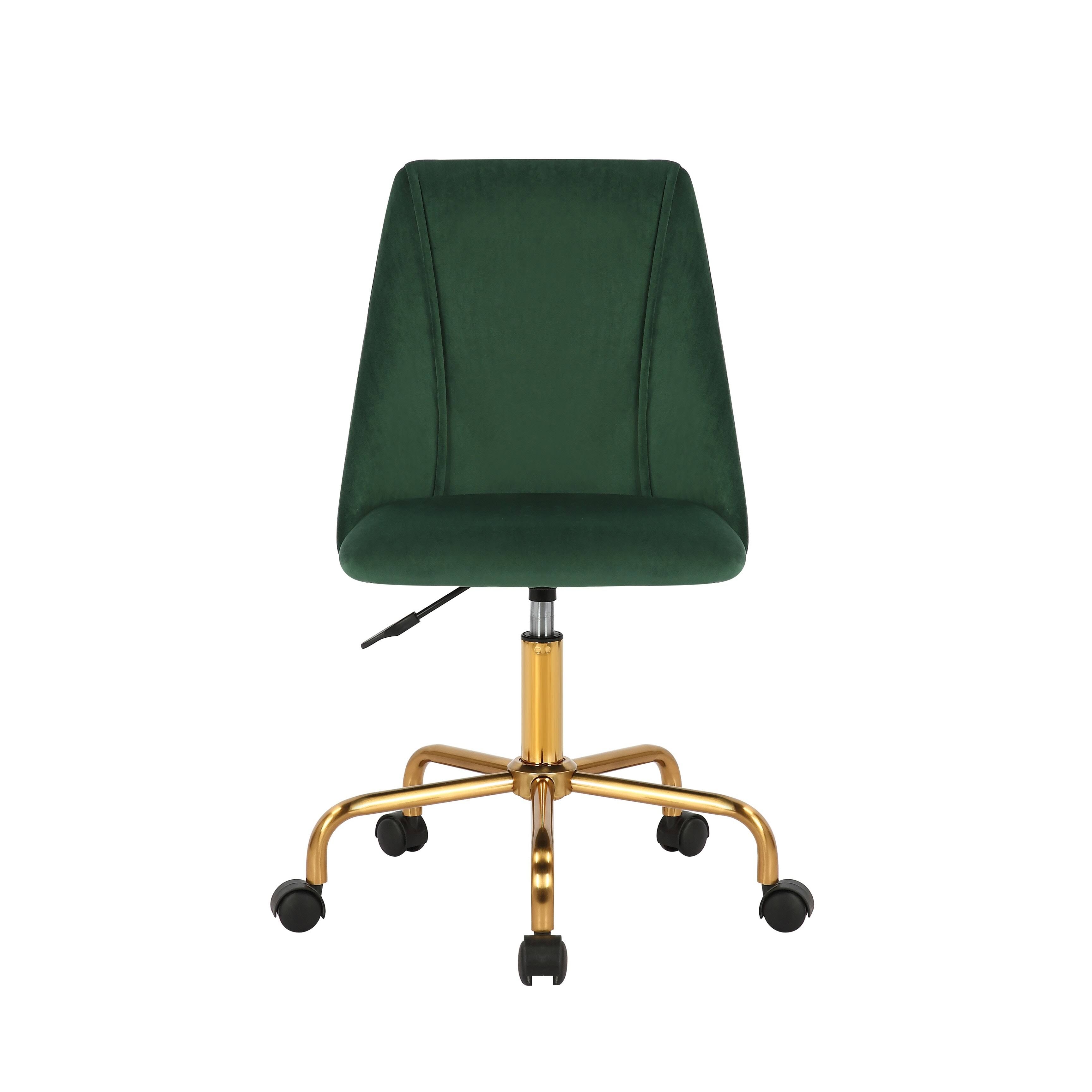 Aqua Velvet Armless Office Chair with Gold Metal Legs Z3768