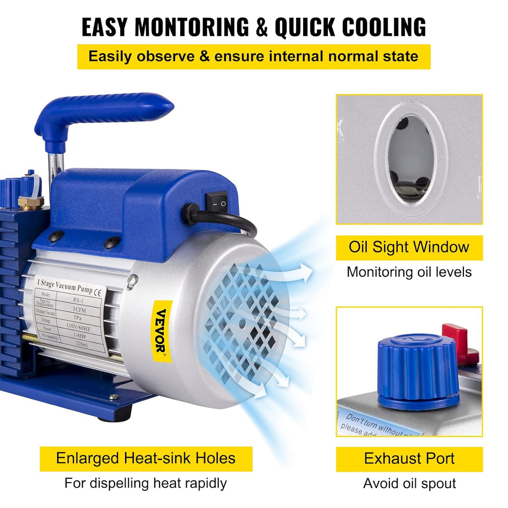 3CFM Single Stage 1/4HP Vacuum Pump with 1 Gallon Vacuum Degassing Chamber K88406
