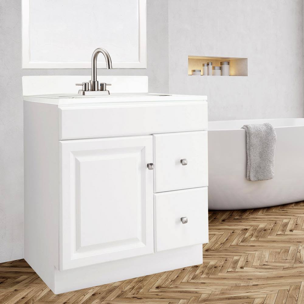 White Unassembled Vanity Cabinet G687019