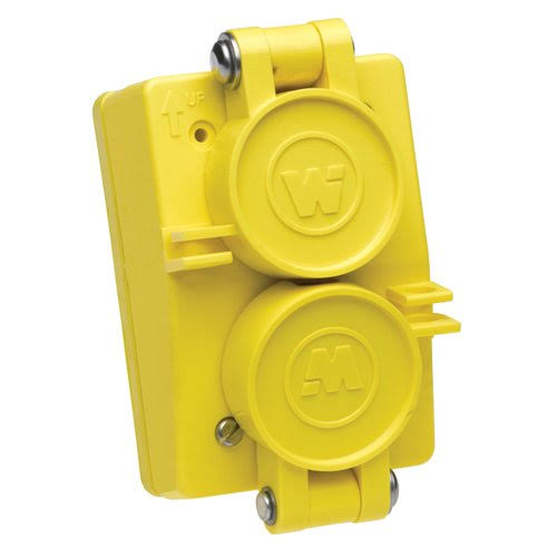 Wet Location Straight Blade Receptacle, Duplex Flip Lid, Female, 3 Wires, 2 Poles, NEMA 6-20 U183