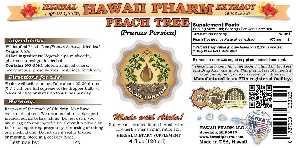 Peach Leaf Liquid Extract Herbal Supplement 4 oz A906