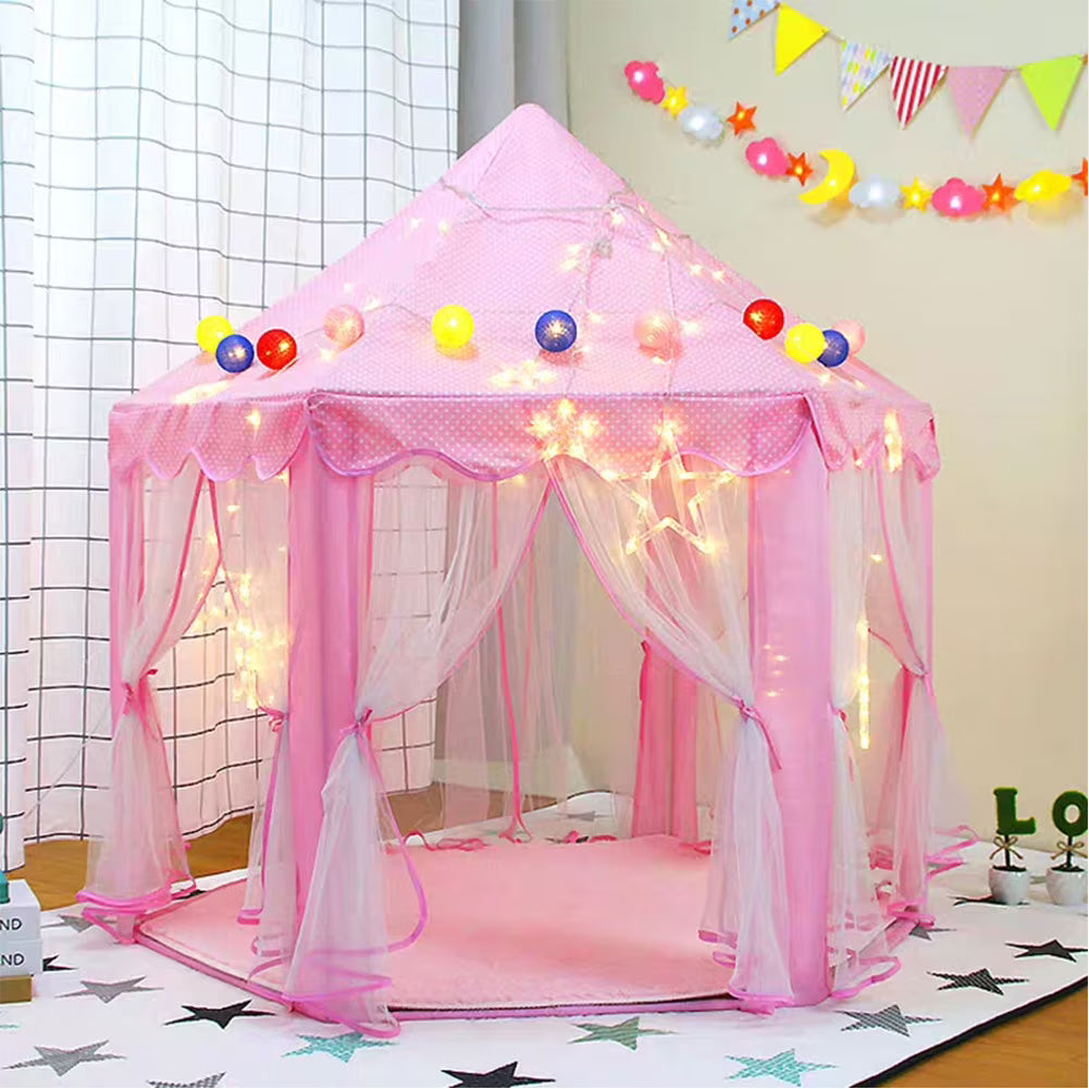 Pink Castle Play Tent with Led Lights O70878
