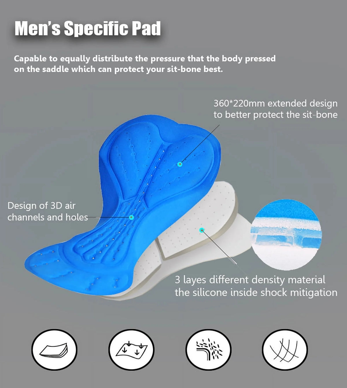 Blue M Padded Cycling Bike Shorts C437