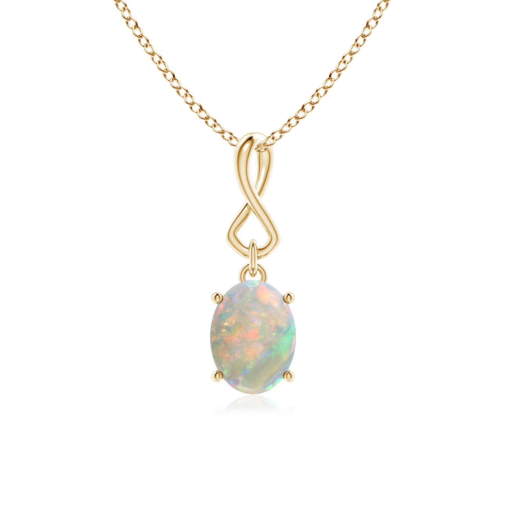 14K Yellow Gold Opal Pendant Necklace T5403
