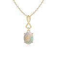 14K Yellow Gold Opal Pendant Necklace T5403