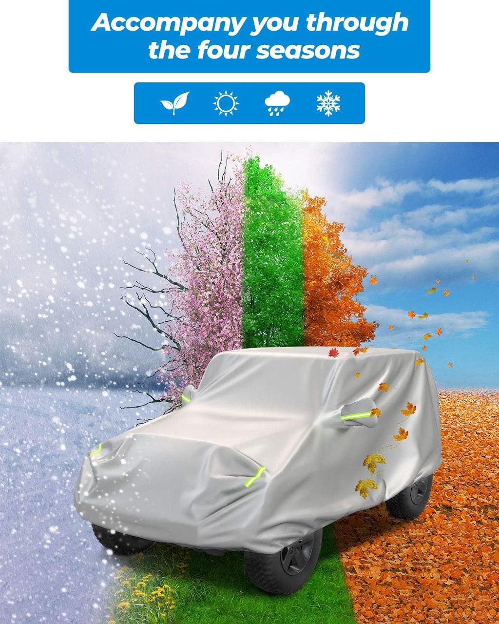Compatible with Wrangler 1987-2022 2 Doors Car Cover, 150D Oxford Cloth, Waterproof V82267