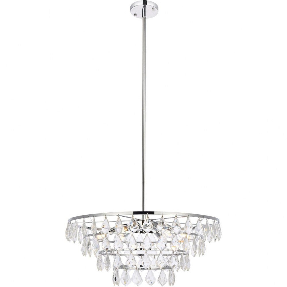 Chrome Finish 6 Light Pendant, 10 inches Tall and 24 inches Wide J994323