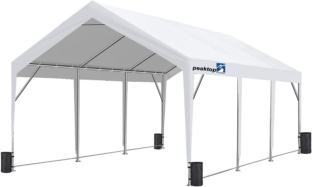 12 x 20ft Heavy Duty Carport with Reinforced Triangular Beams and 4 Weight Bags C184538
