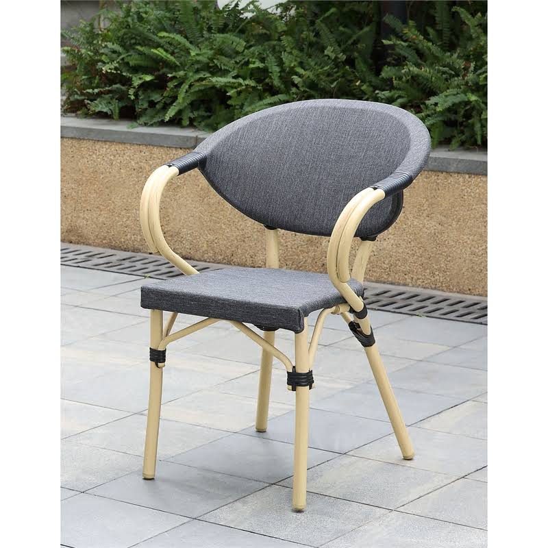 Dark Gray Aluminum Patio Arm Chair (Set of 2) R620394
