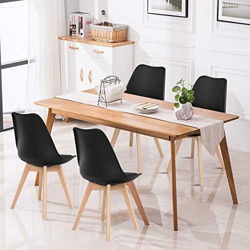 Set of 4 Upholstered Dining Chairs with Padded Seat and Solid Wood Legs P1802