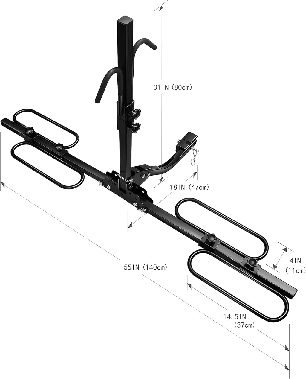 Hitch Mount Bike Rack, Tray Style Carrier Rack, 2 Bicycle Rack with 1.25 and 2 Hitch Receiver X50258