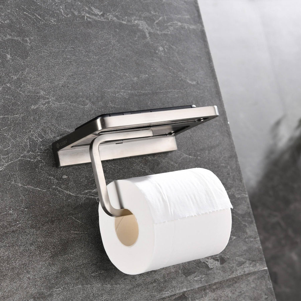 Stainless Steel Black Glass Shelf with Toilet Paper Holder D3858
