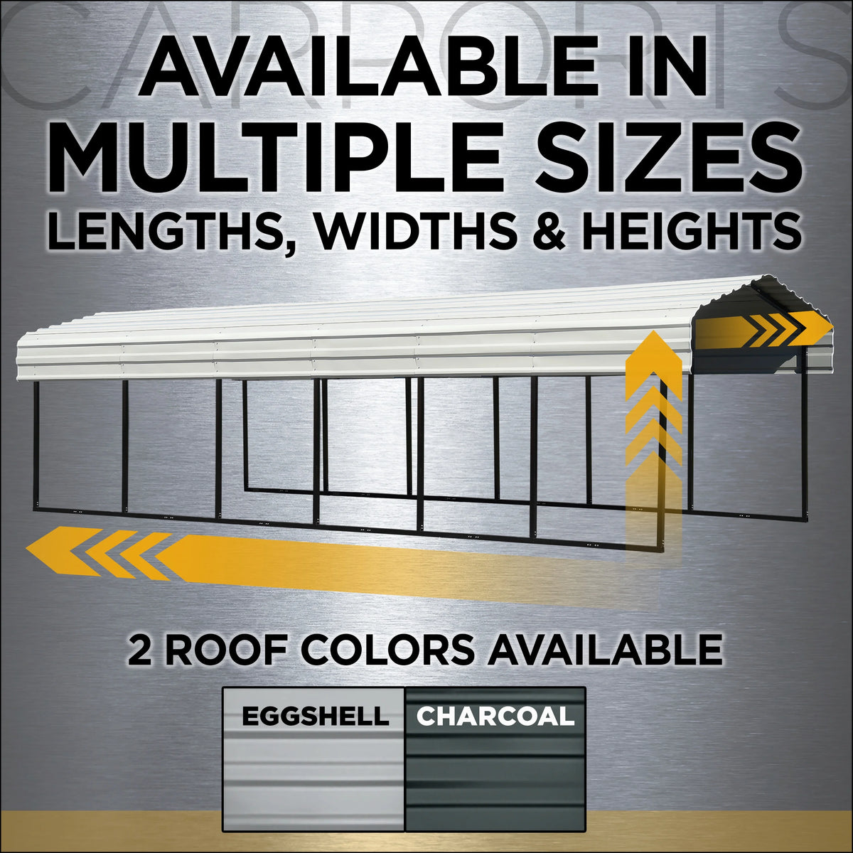 Galvanized Steel Carport Kit with 2-Sided Enclosure K80653