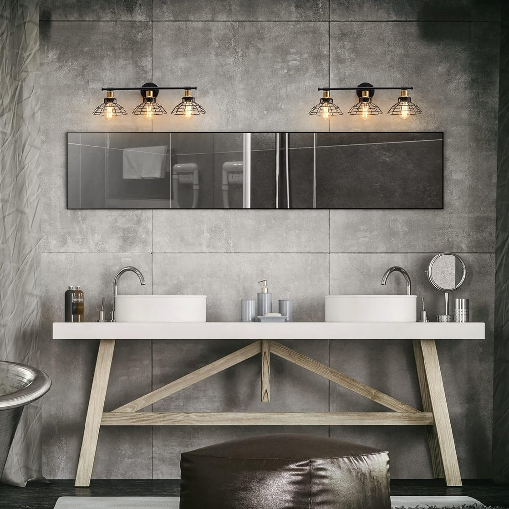 3-Light Black Metal Wall Mounted Bath Vanity Light K8887