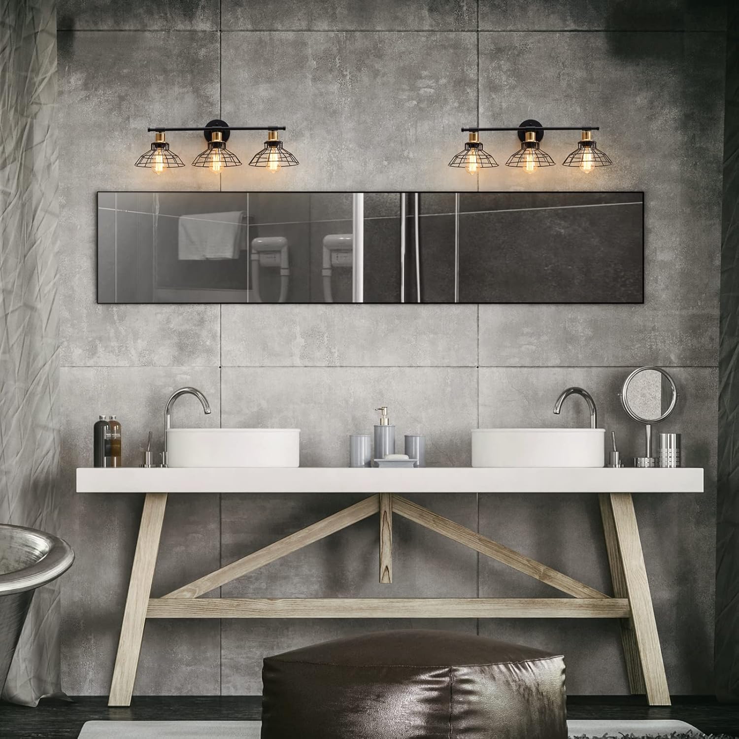 3-Light Black Metal Wall Mounted Bath Vanity Light K8887