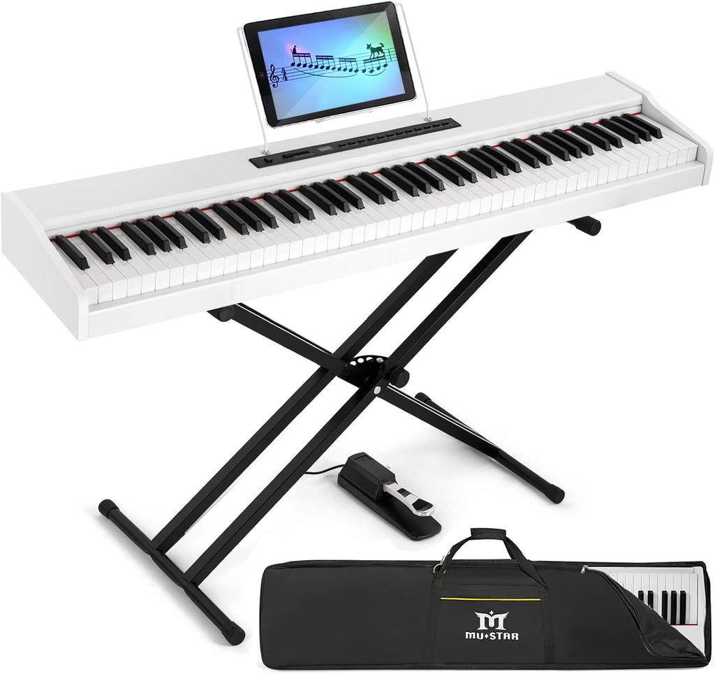 88 Weighted Keys Digital Piano with Stand, Semi Weighted Electric Piano, Black F96570