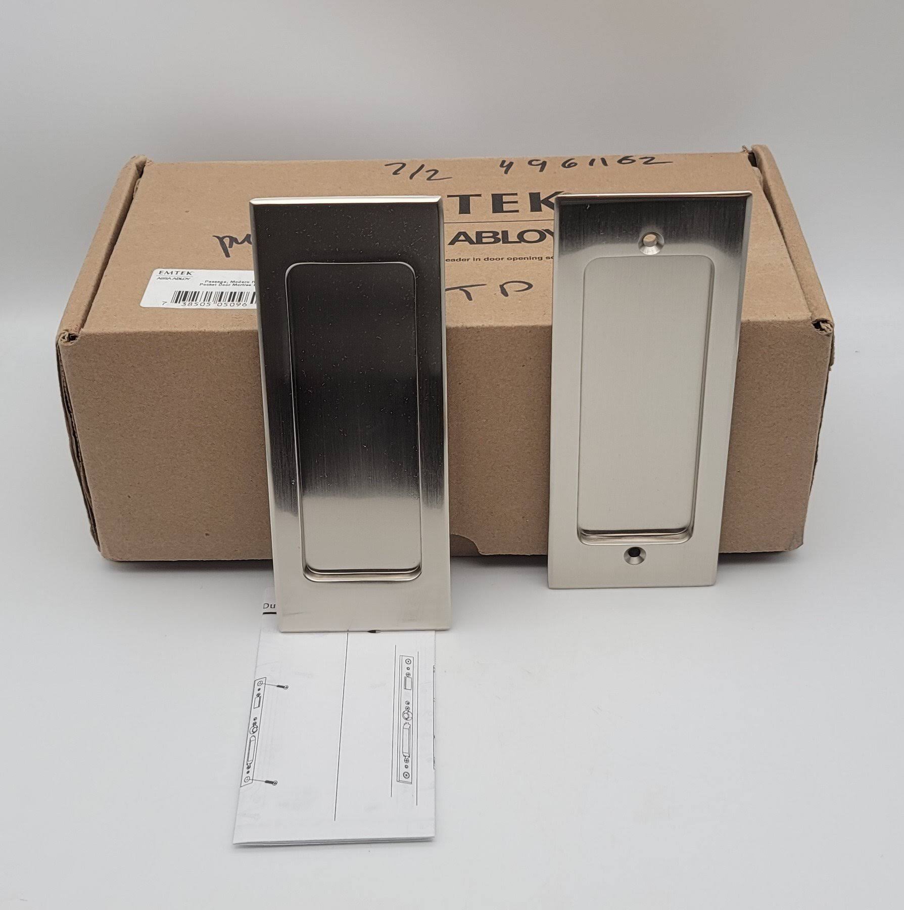 Satin Nickel Rectangular Pocket Door Mortise Set W1055