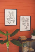 Set of Two Framed Black Leaves Prints Under Glass R168