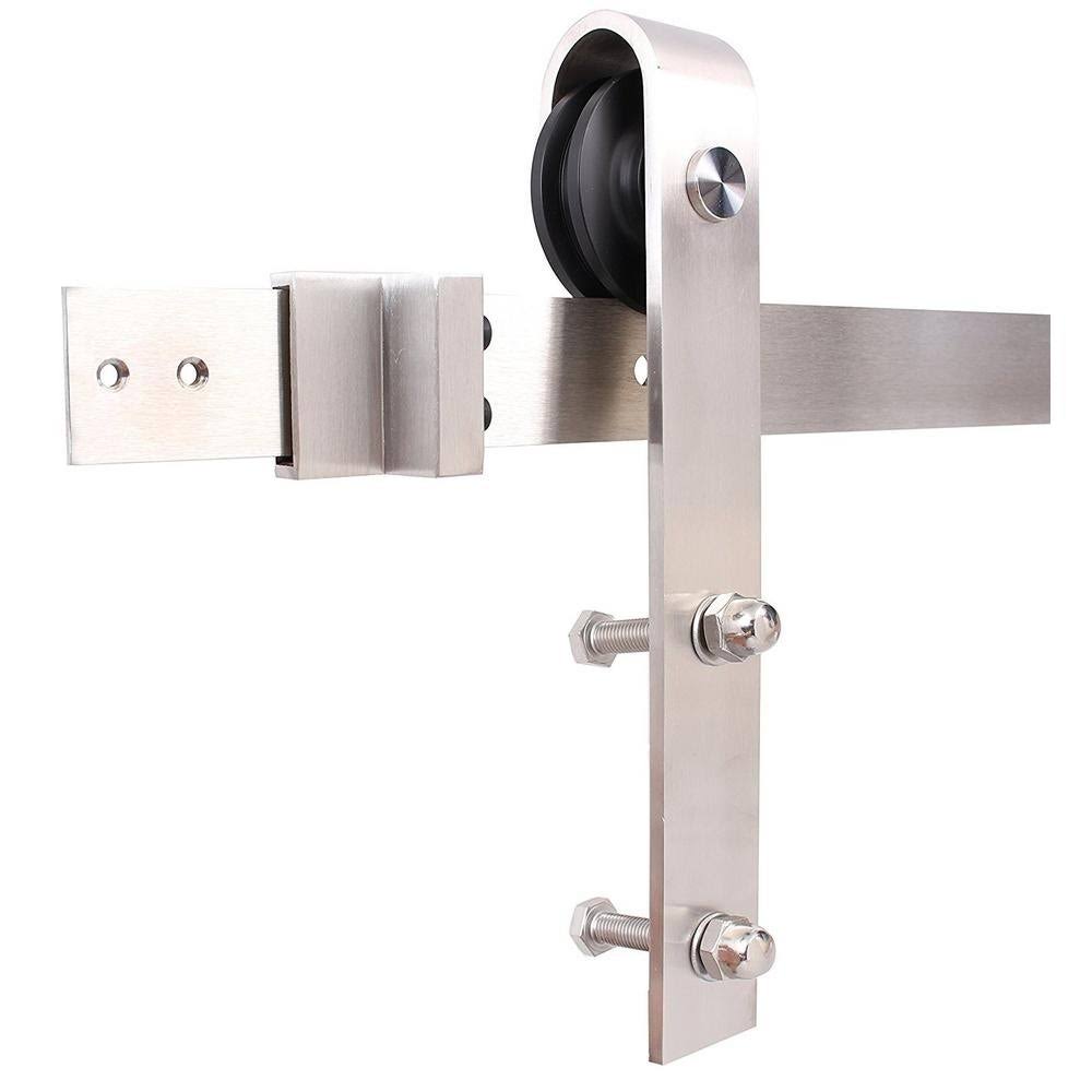 Solid White Stained Knotty Pine Wood Interior Sliding Barn Door with Hardware Kit L187