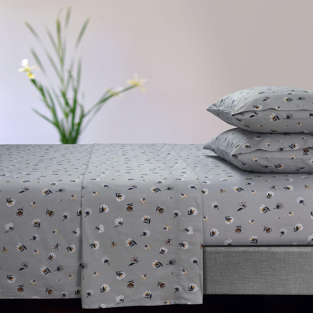 Queen Light Blue Flannel Extra Deep Pocket Sheet Set N2485