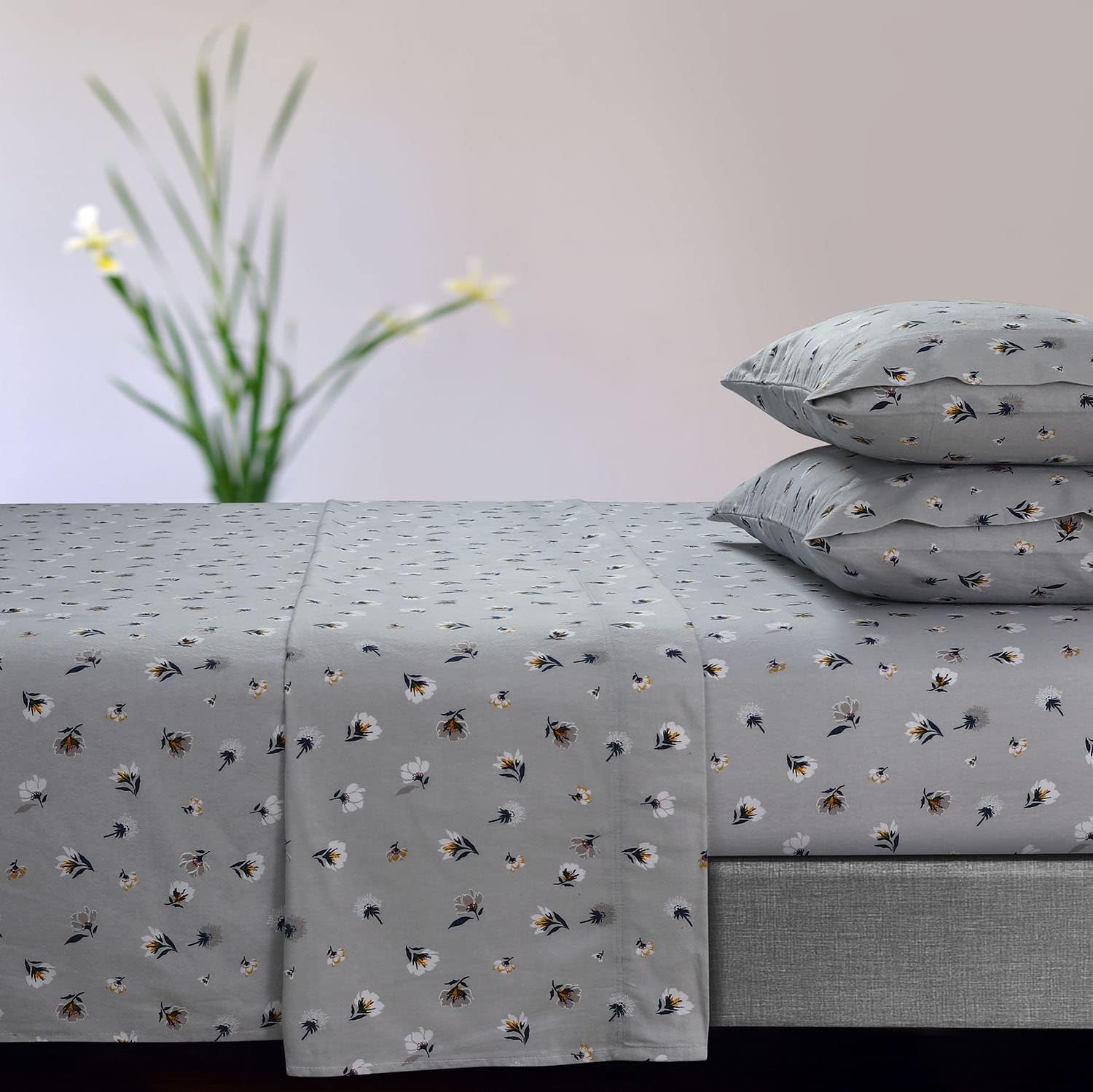 Queen Light Blue Flannel Extra Deep Pocket Sheet Set N2485