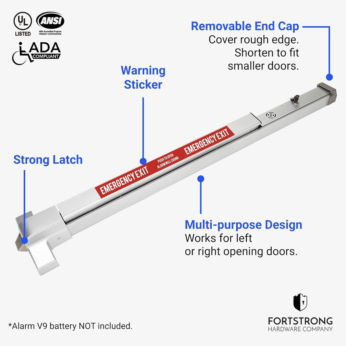 Alarmed Panic Bar Exit Device with Warning Stickers Y5199