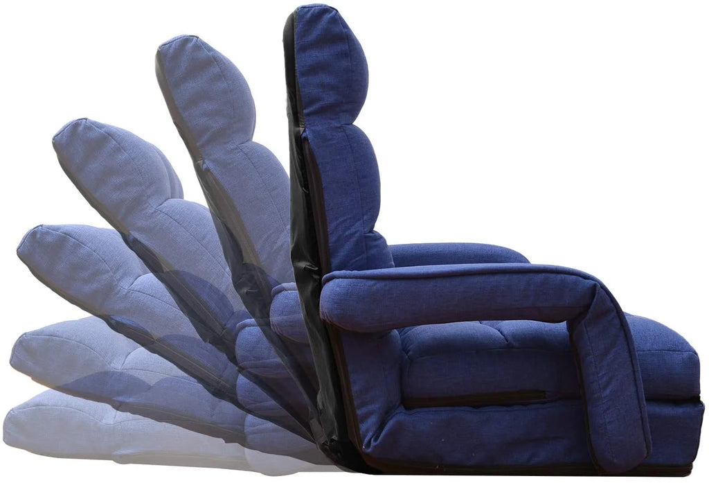 Blue Folding Gaming Sofa Recliner Chair with Pillow A1956