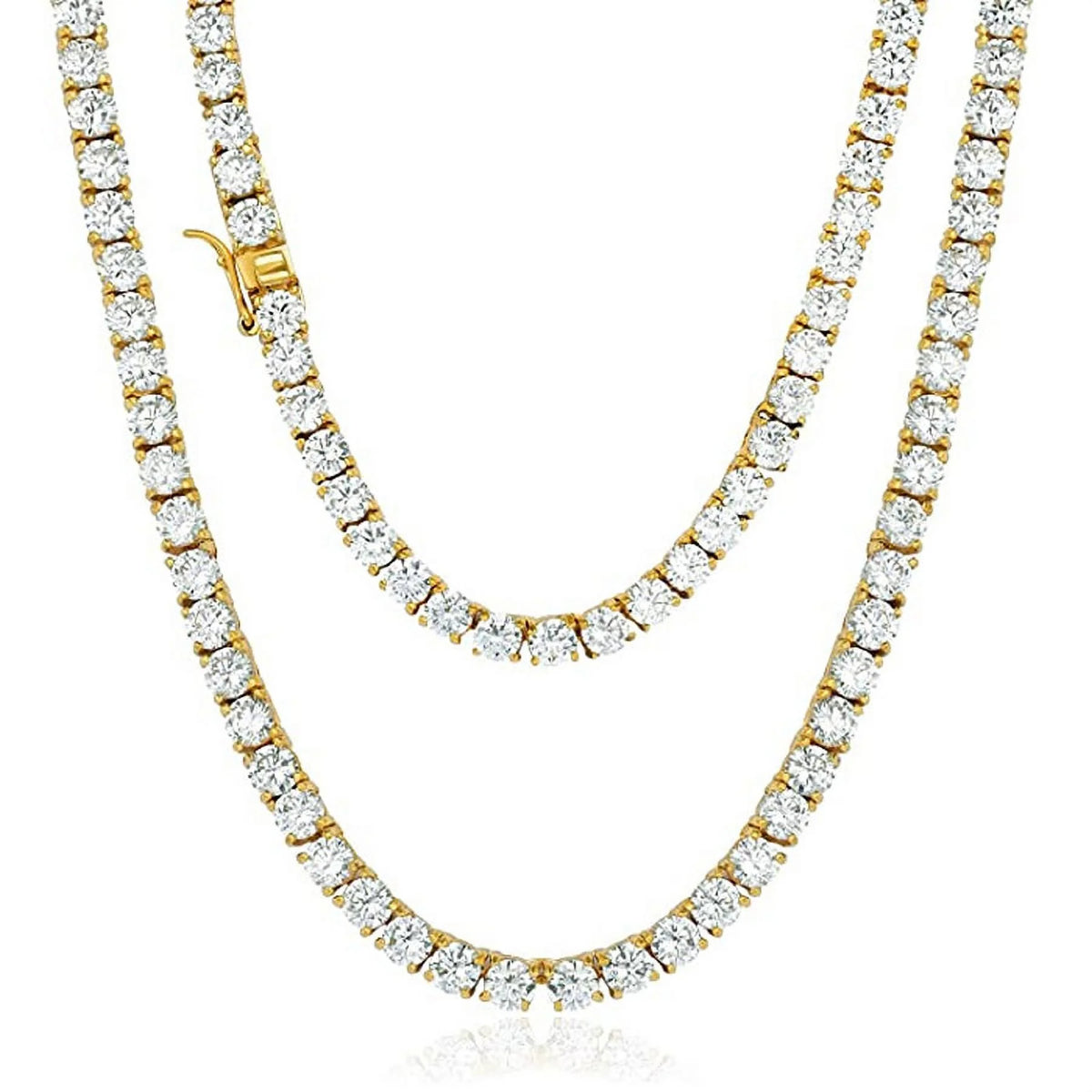 14K Gold Finish Tennis Chain Necklace 30" V959
