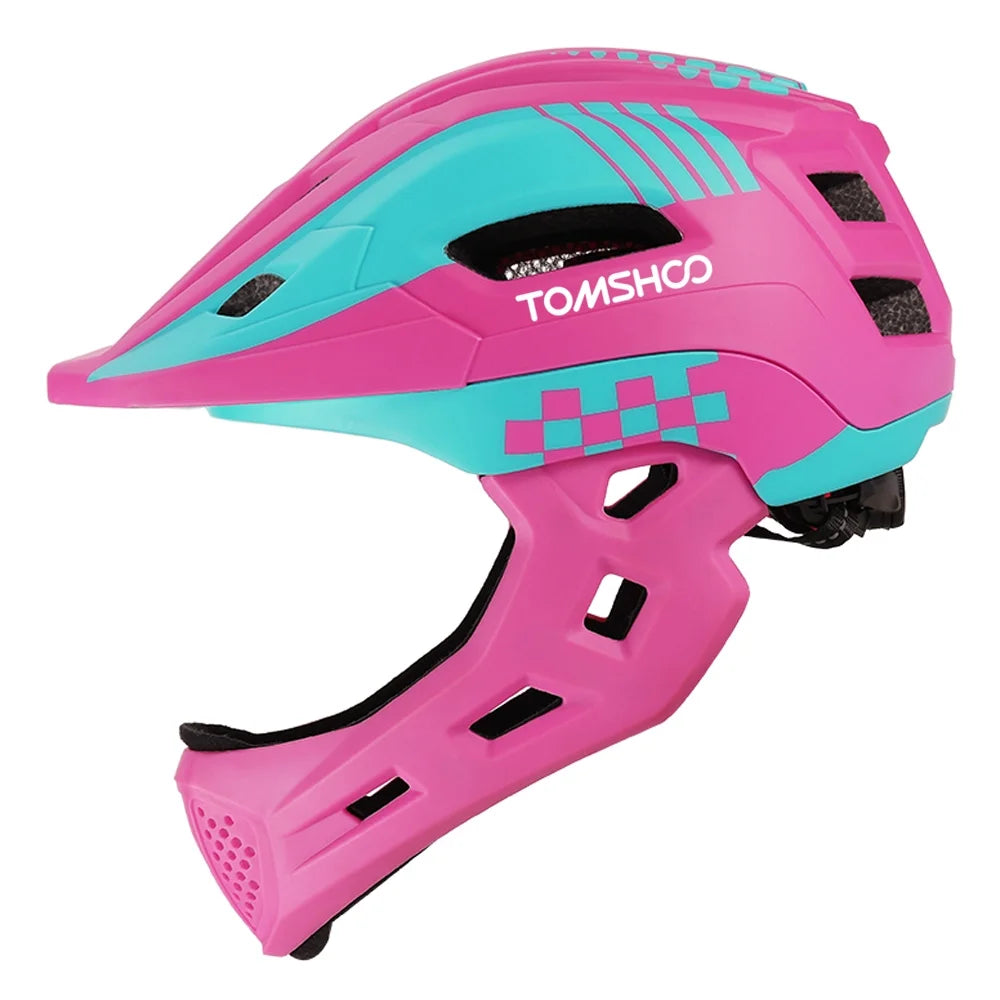 Kid Bike Full Face Helmet with Taillight and Detachable Chin Guard D7108