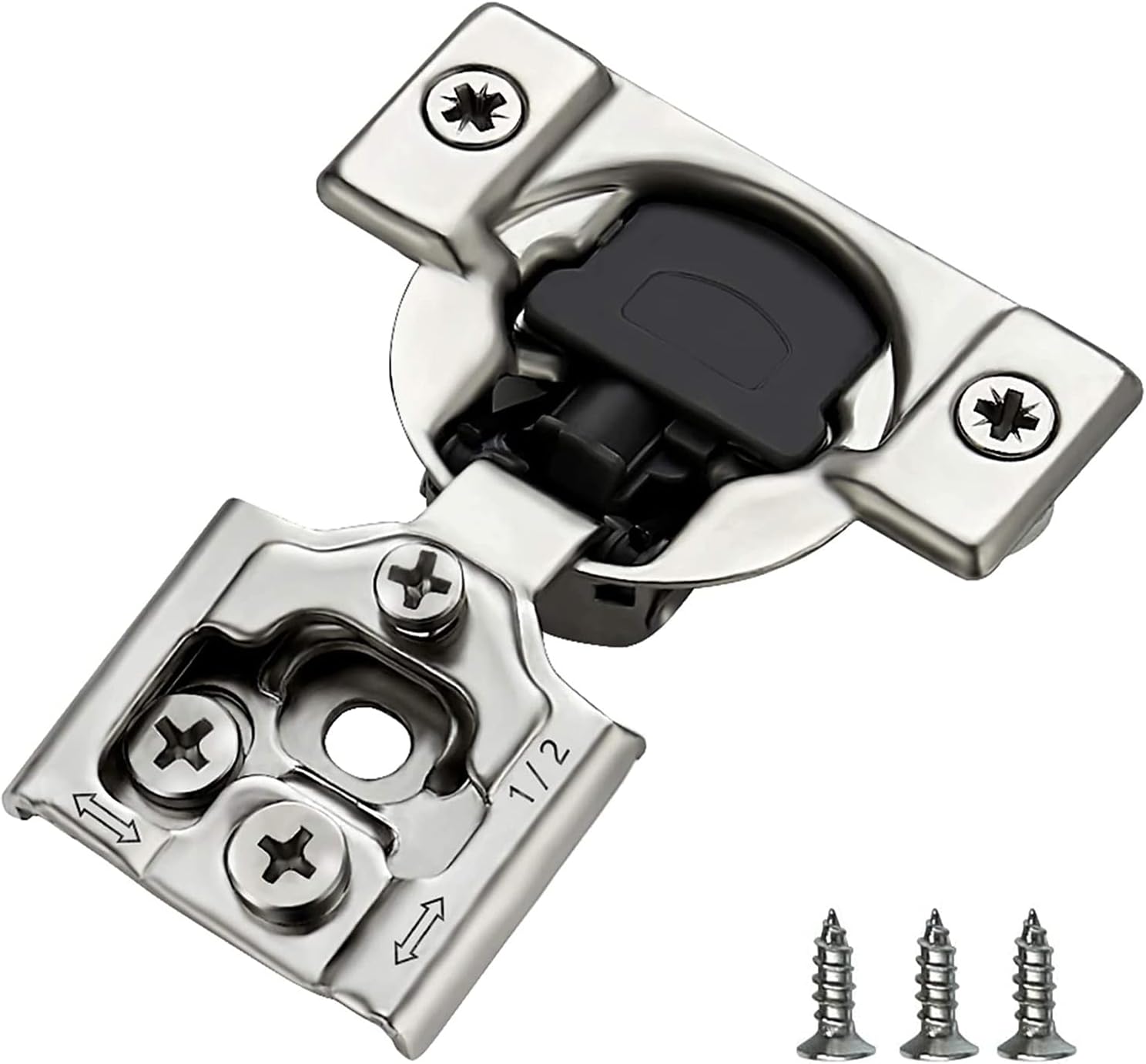 50 Pack 1/2 inch Overlay Soft Closing Cabinet Hinges Nickel Plated I939687