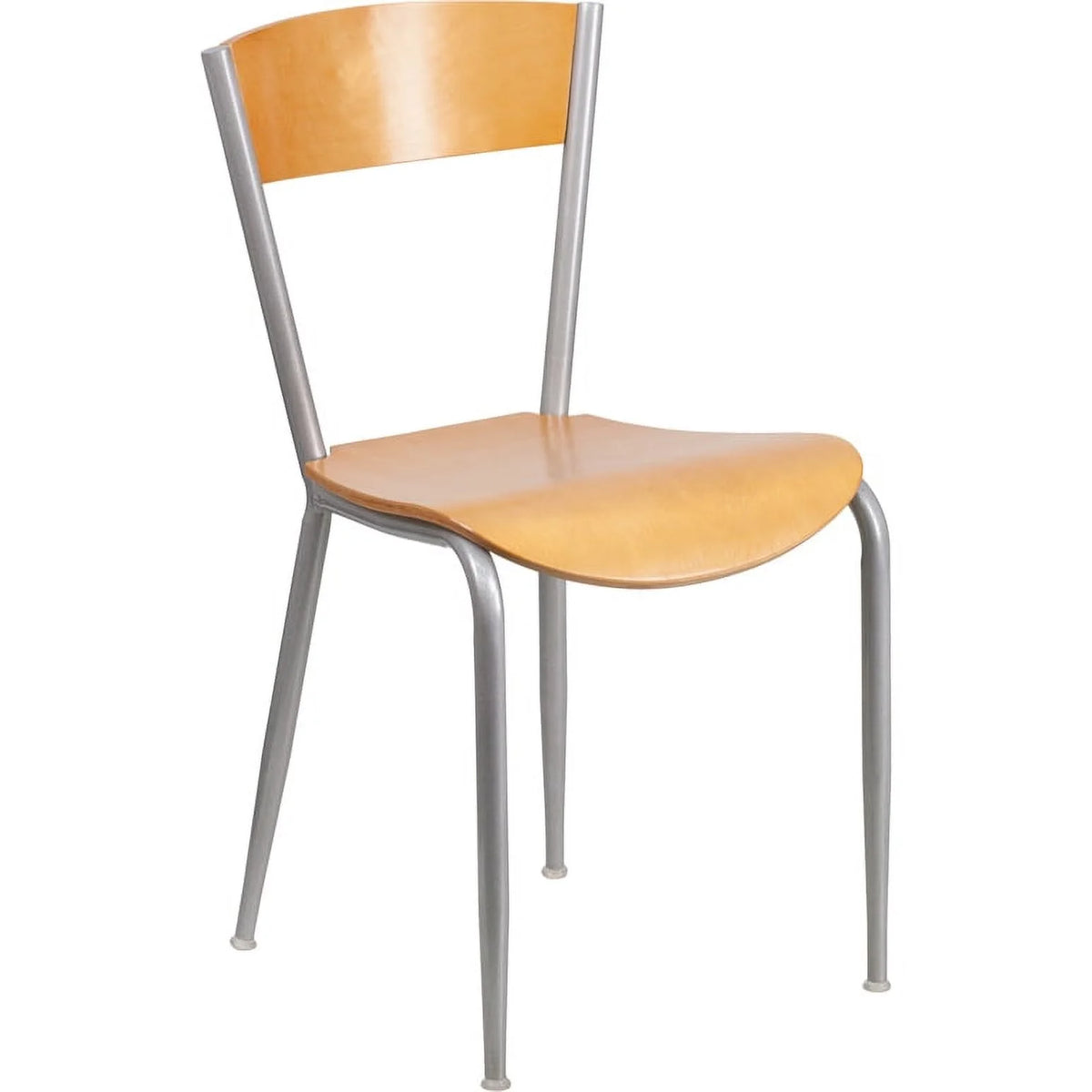 Silver Metal Restaurant Chair with Wood Back and Seat S56423