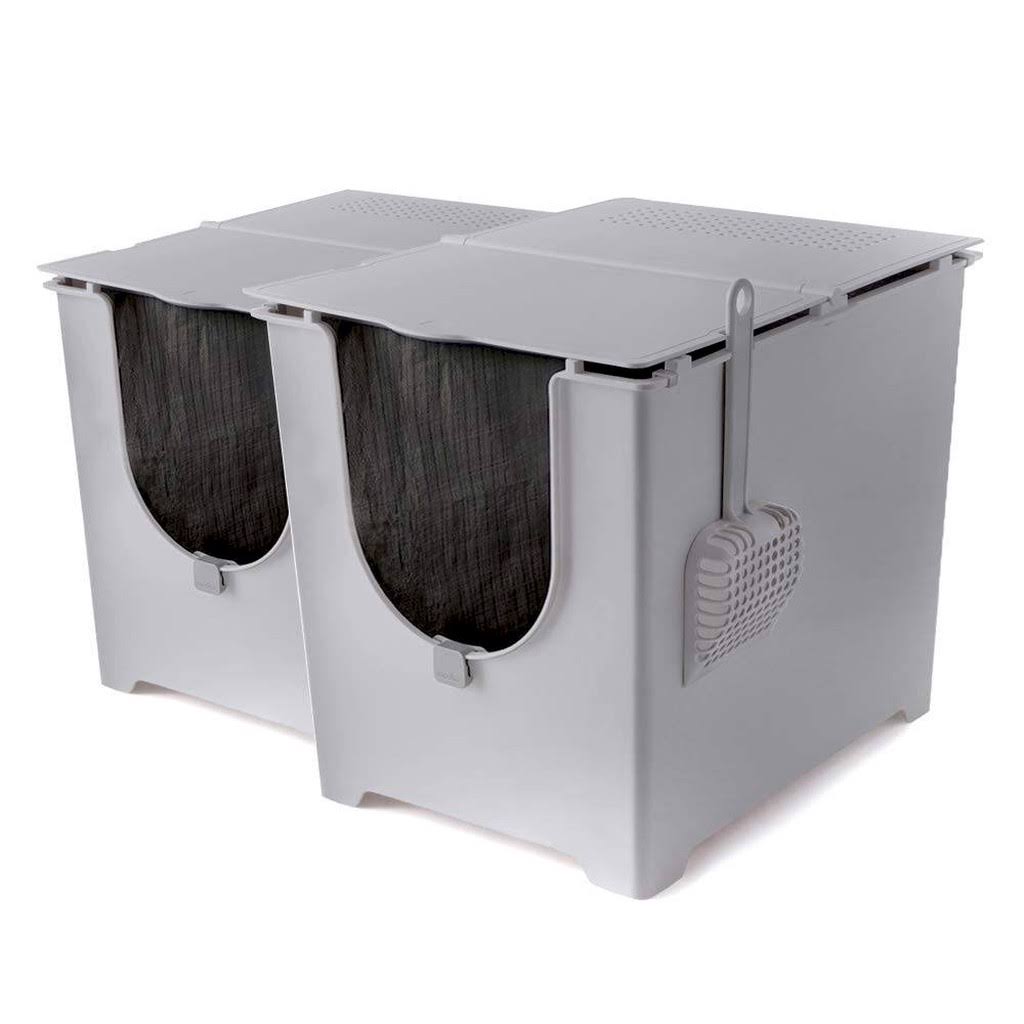 Gray Litter Box with Scoop and Reusable Liner (2-Pack) Q670994
