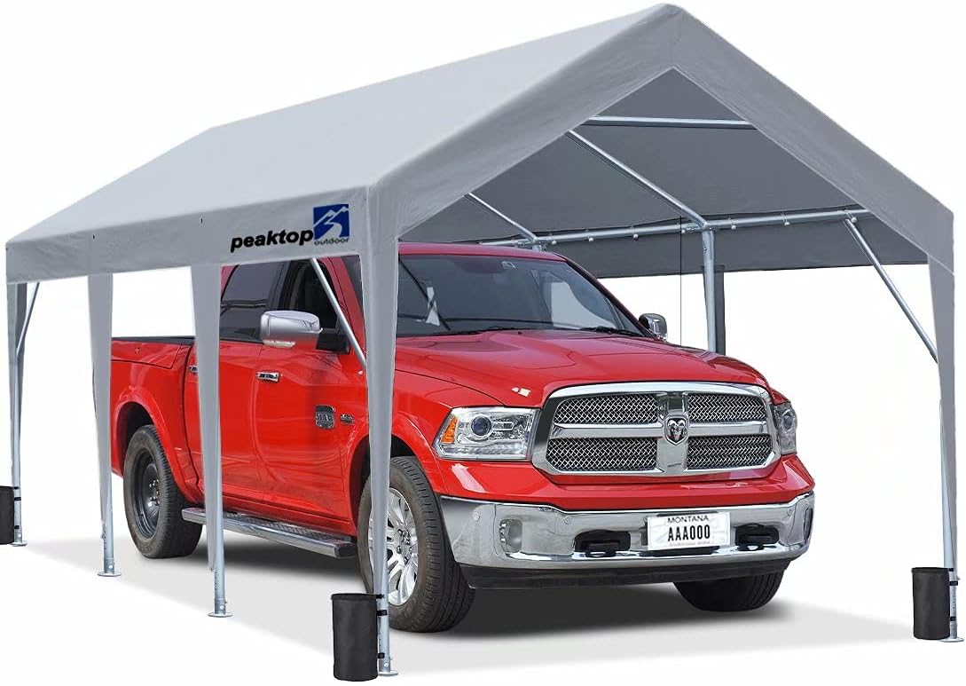 12 x 20ft Heavy Duty Carport with Reinforced Triangular Beams and 4 Weight Bags C184538