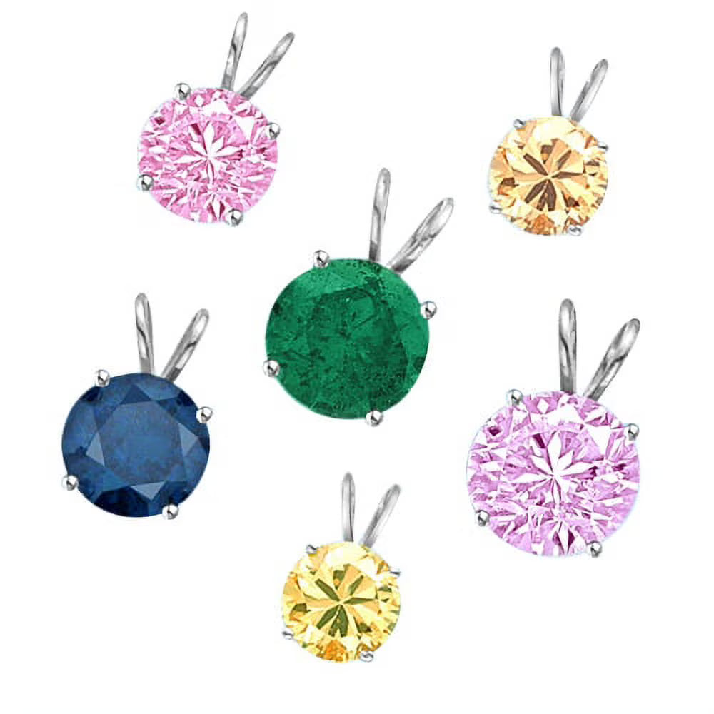 Pink Round Cut Colored Stone Pendant X9813