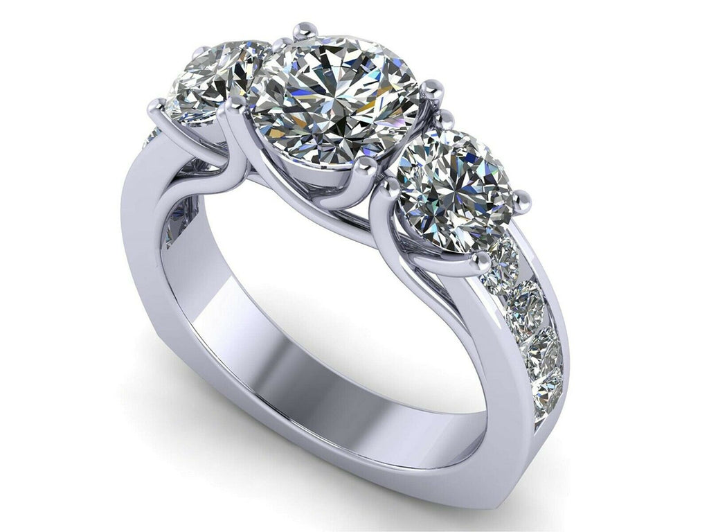 CZ 3 Stone Ring 2.50ctw 10k White Gold Size 6 A662397