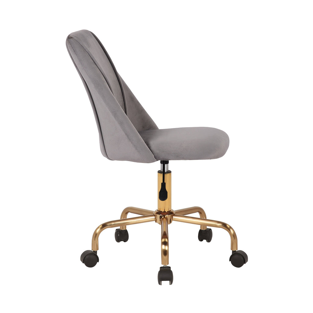 Aqua Velvet Armless Office Chair with Gold Metal Legs Z3768