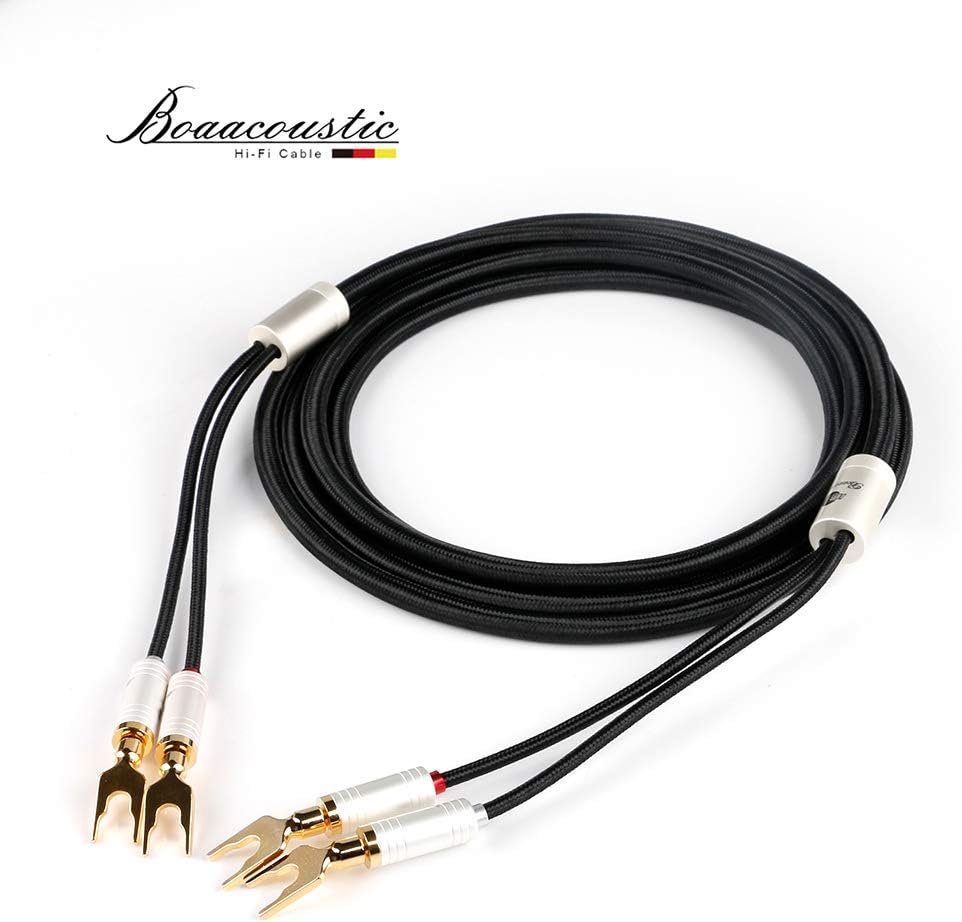 A Pair 4N OFC HiFi Speaker Cable, Gold Plated Connector 10ft/3M, 2 Cable Z148893