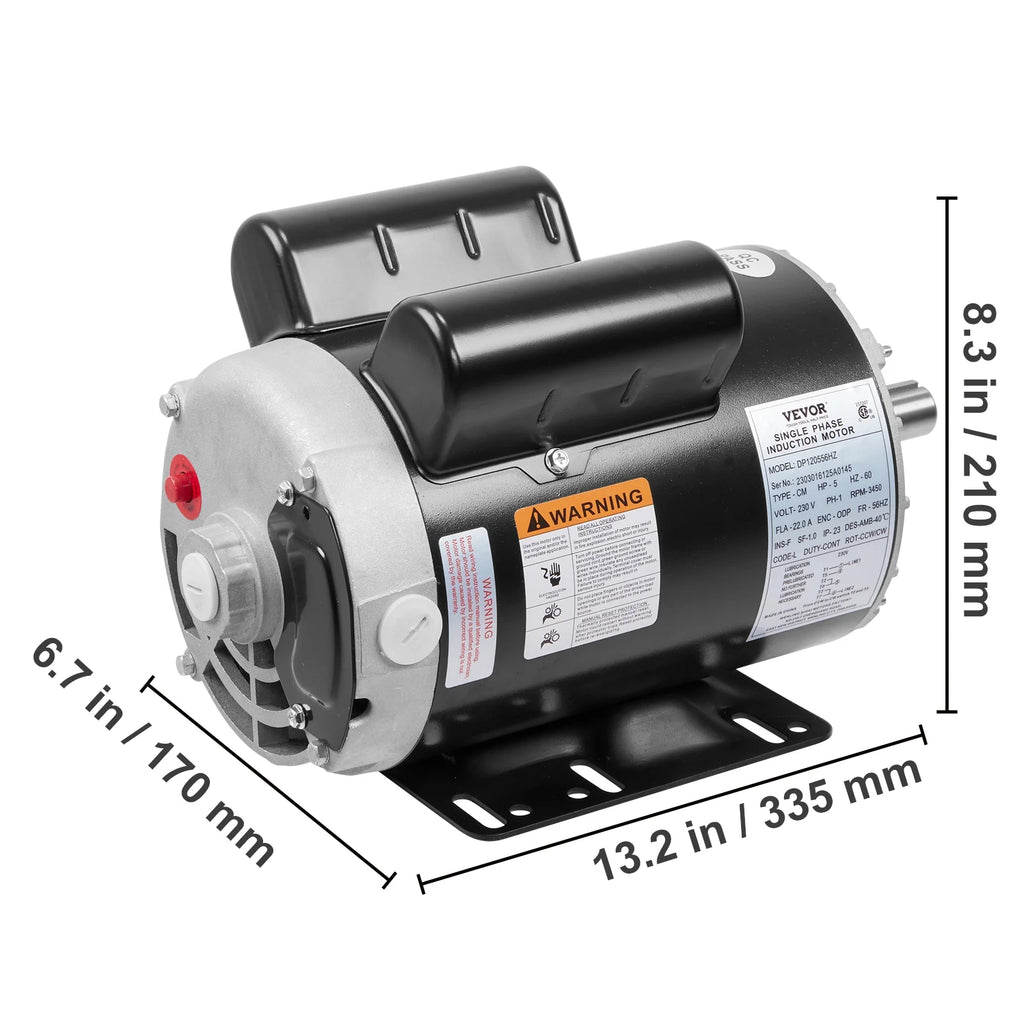 5HP 230V 22 Amps 3450RPM Air Compressor Electric Motor G71065