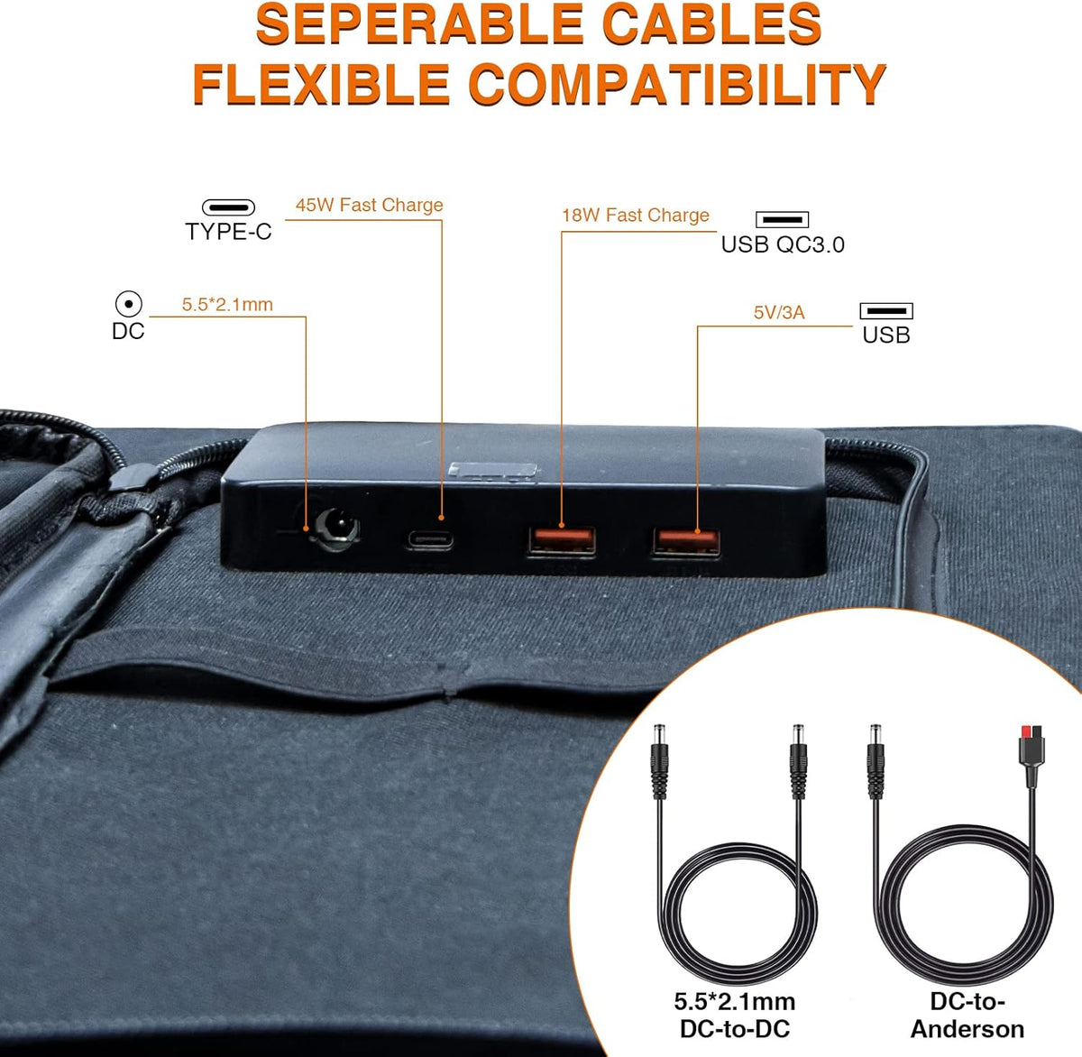 100W Portable Solar Panel 18V Foldable Solar Charger with USB Type-C PD Output N8568