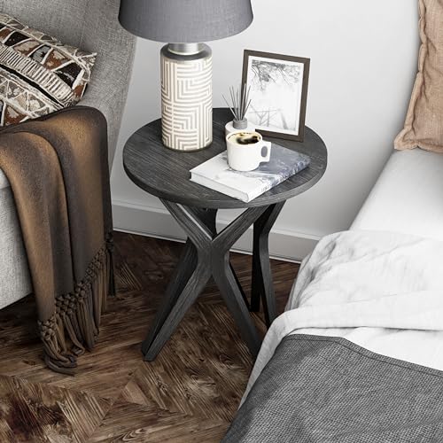 Distressed Ash Grey Round End Table Set of 2 U164927