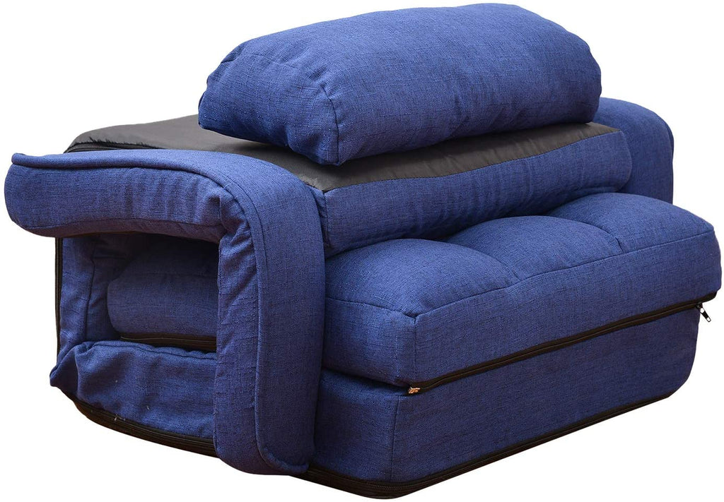 Blue Folding Gaming Sofa Recliner Chair with Pillow A1956