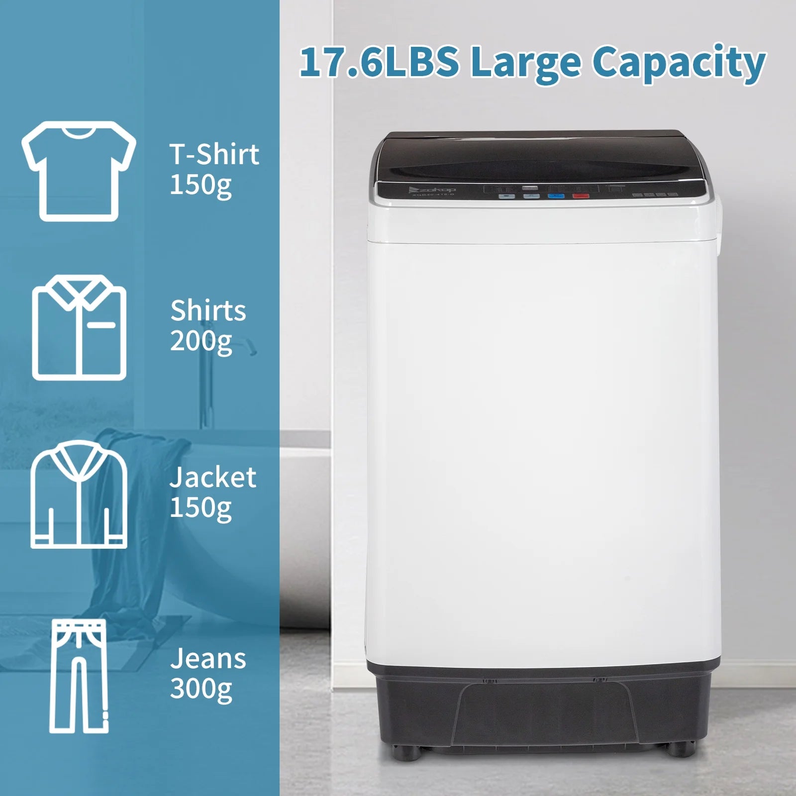 17.6 Lbs Capacity Top Load Portable Washing Machine with LED Display Q164