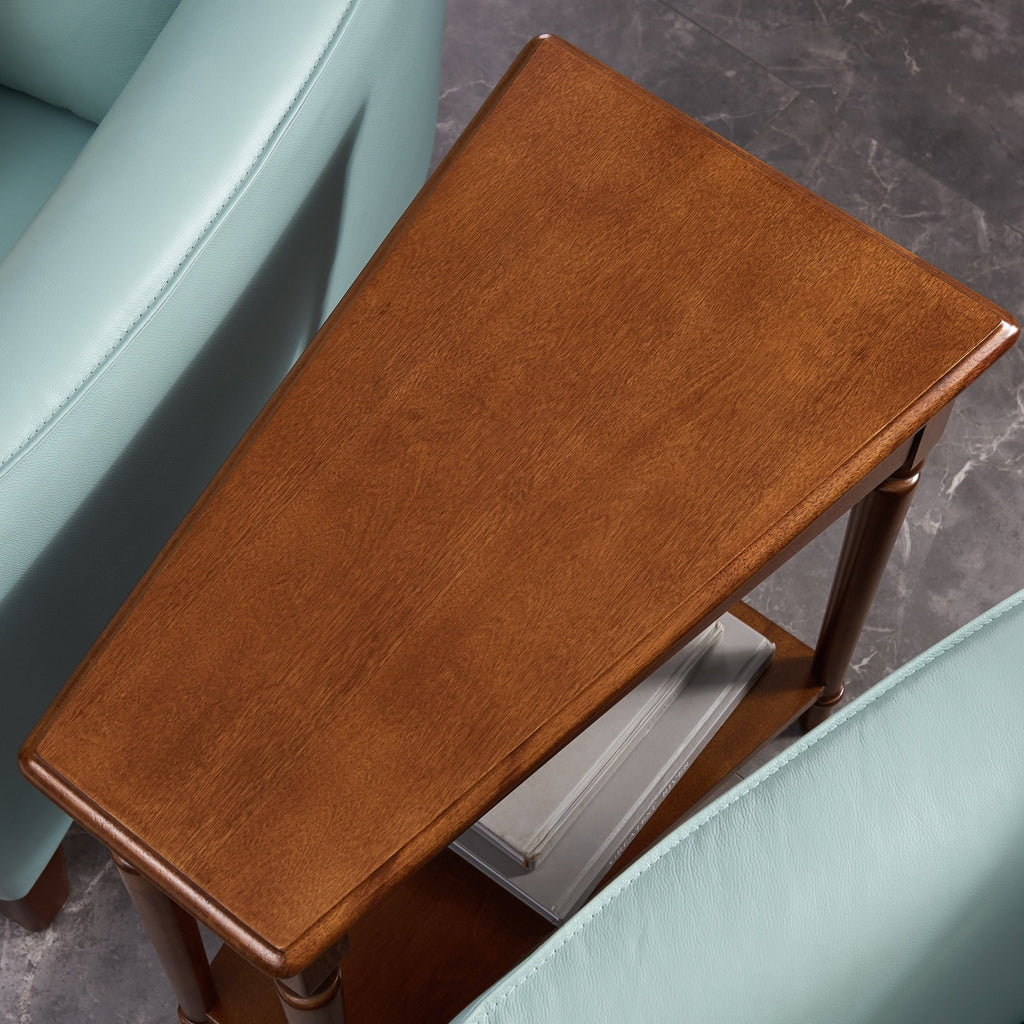 Coastal Wedge Table with Shelf in Pecan D363756