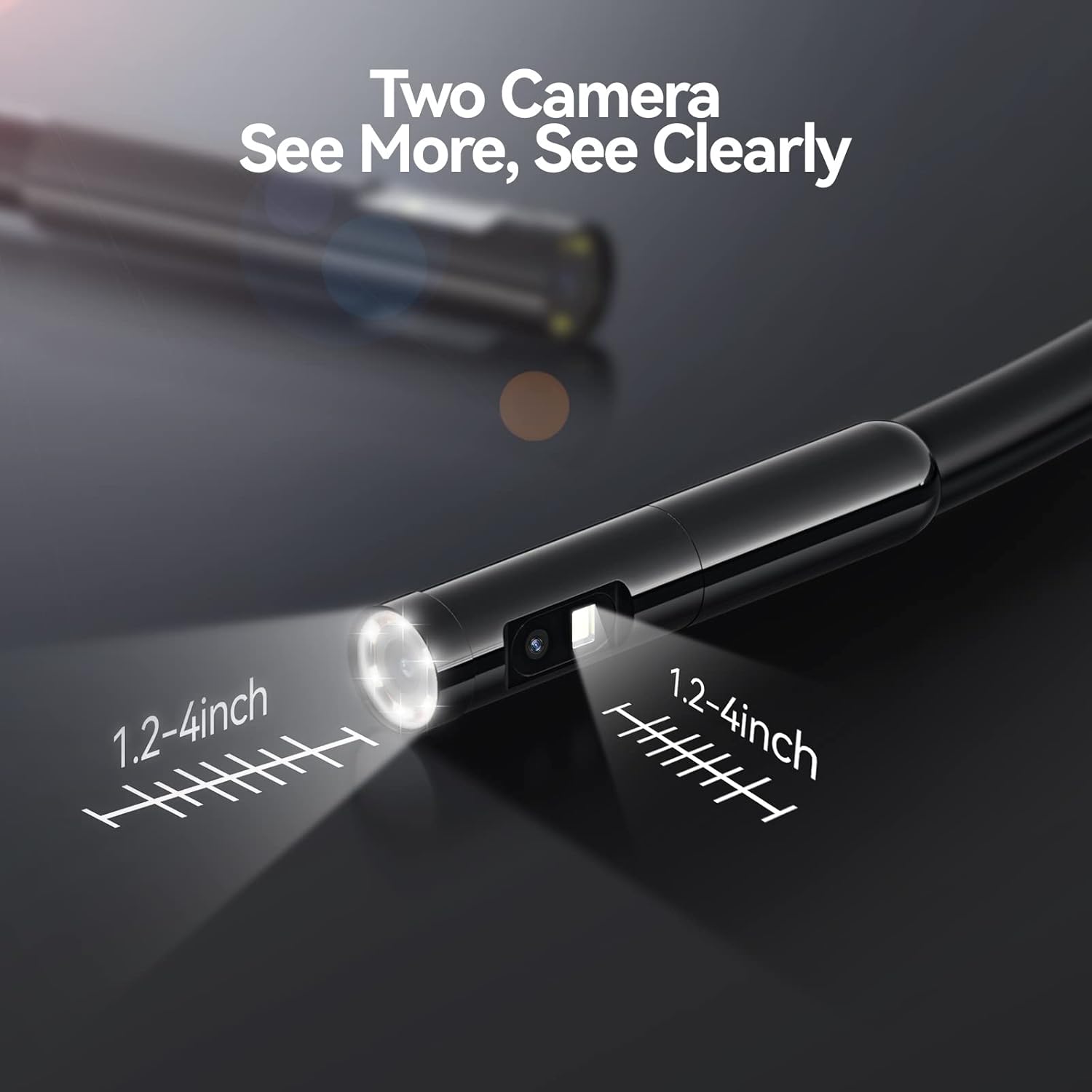 Dual Lens Endoscope with Light Flexible Snake Probe (16.5ft) K8802