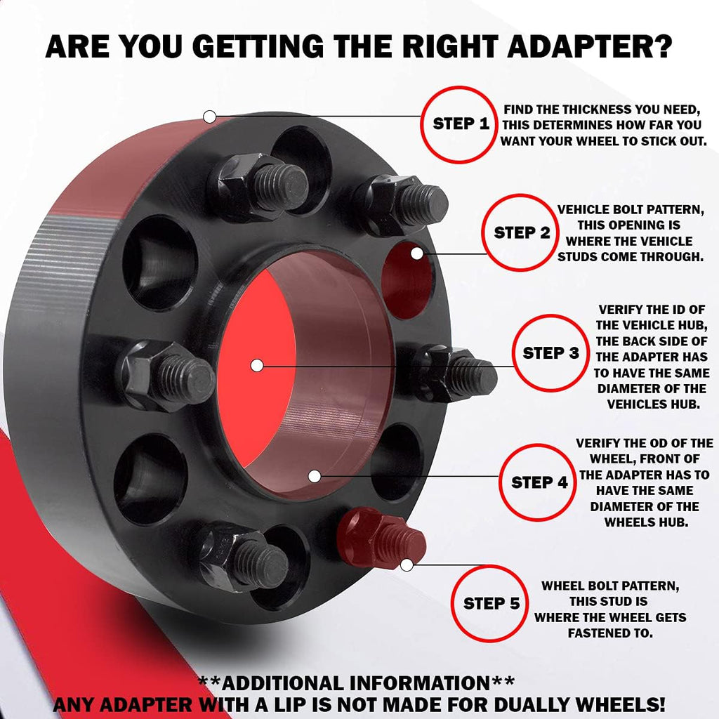 Wheel Adapters 5x4.50 to 5x4.50 Hub Centric 70.50mm Billet Aluminum 1" Thick Set of 2 J197
